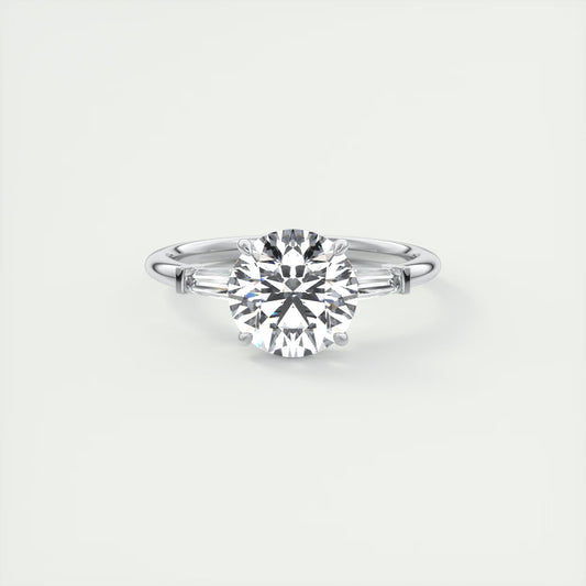 2.15 Ct Plunge Round Plunge Three Stone Engagement Rings