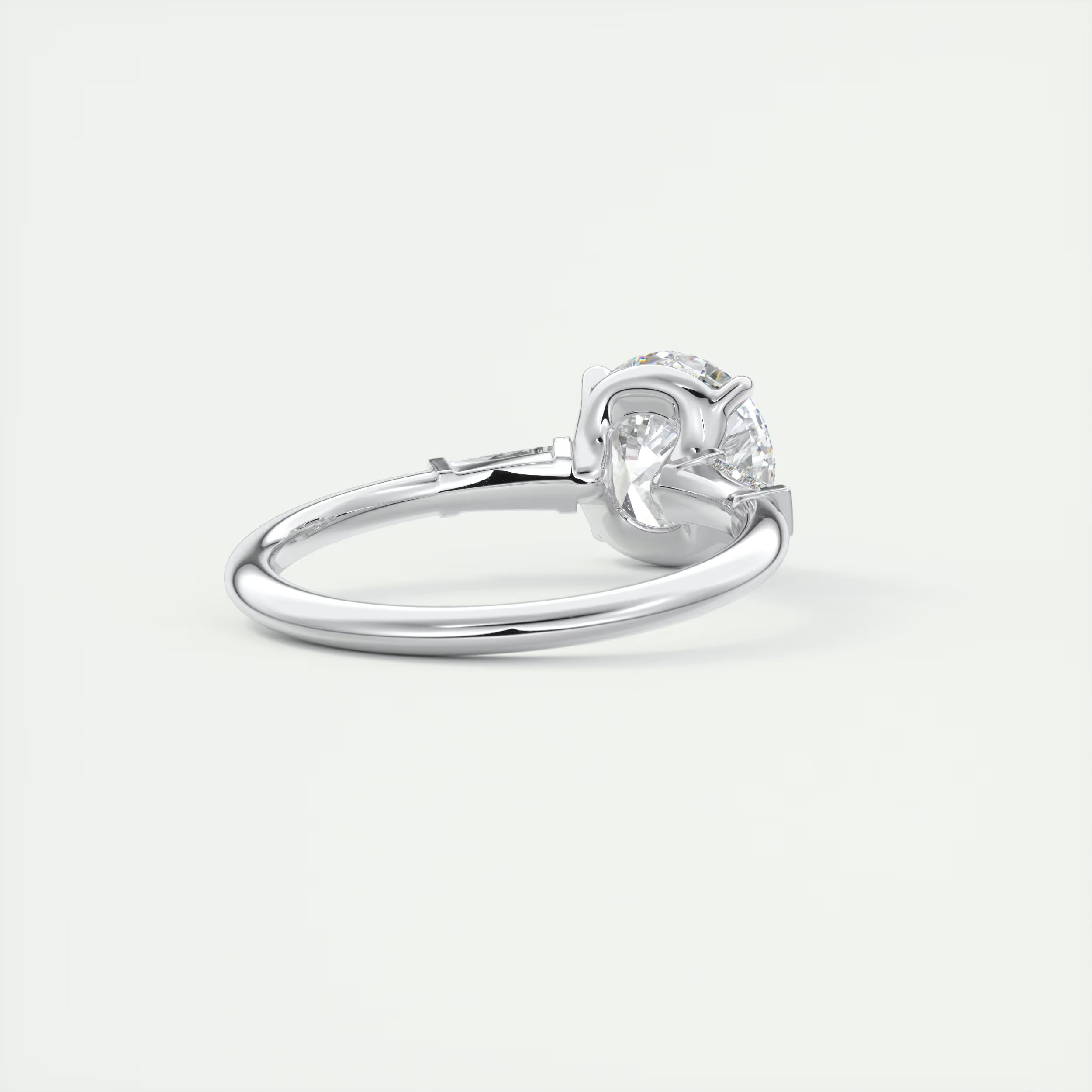 2.15 Ct Plunge Center Stone Round Plunge & Side Stone Baguette Three Stone Engagement Rings