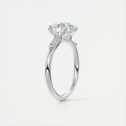 2.15 Ct Plunge Round Plunge Three Stone Engagement Rings