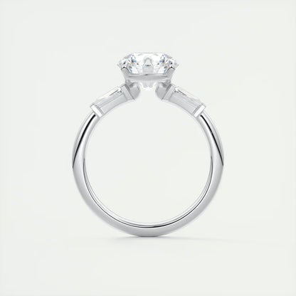 2.15 Ct Plunge Round Plunge Three Stone Engagement Rings