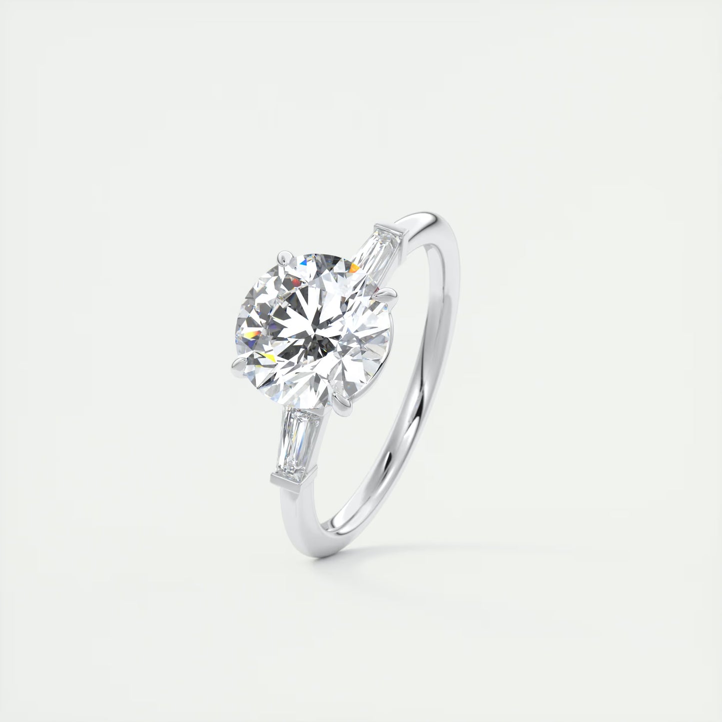 2.15 Ct Plunge Round Plunge Three Stone Engagement Rings