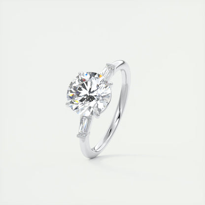 2.15 Ct Plunge Round Plunge Three Stone Engagement Rings