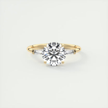 2.15 Ct Plunge Round Plunge Three Stone Engagement Rings
