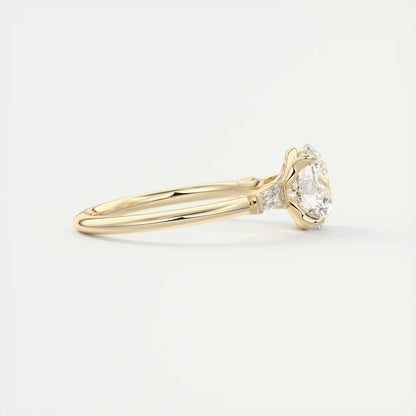 2.15 Ct Plunge Round Plunge Three Stone Engagement Rings