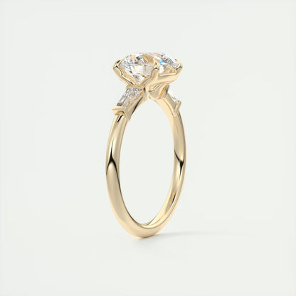 2.15 Ct Plunge Round Plunge Three Stone Engagement Rings