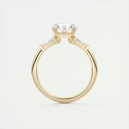 2.15 Ct Plunge Round Plunge Three Stone Engagement Rings