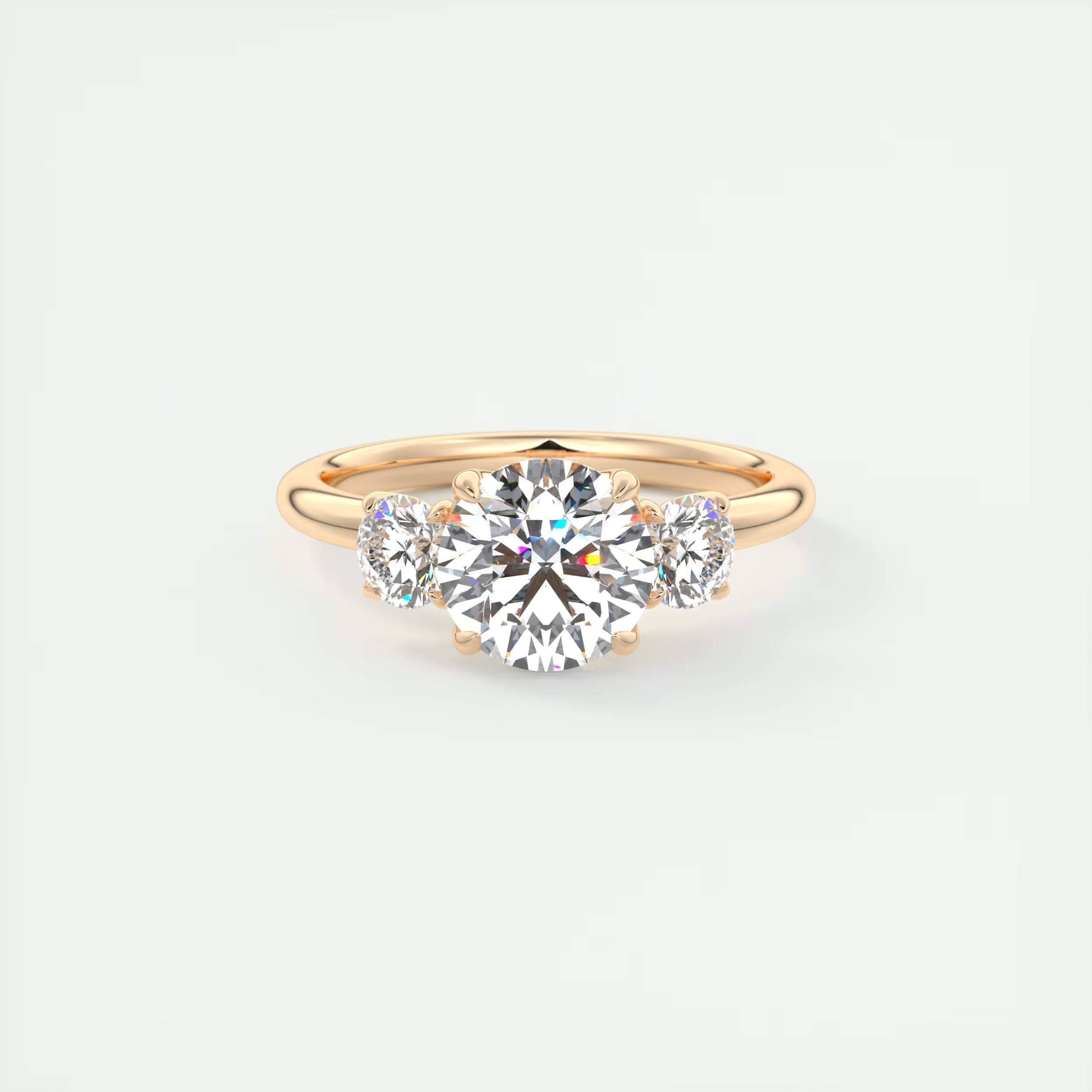 2.50 Ct Royale Round - Floral Three Stone Engagement Rings