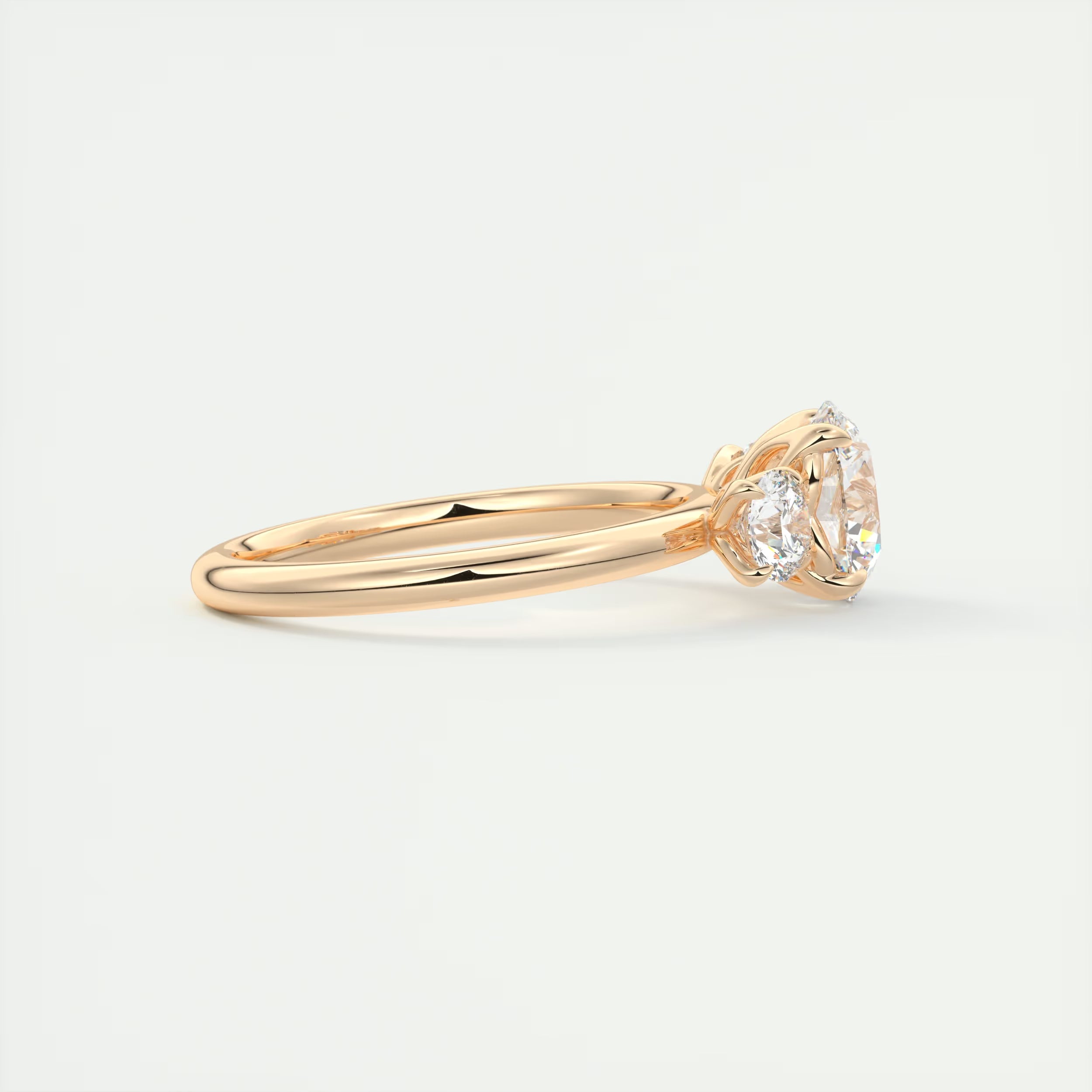 2.50 Ct Royale Round - Floral Three Stone Engagement Rings