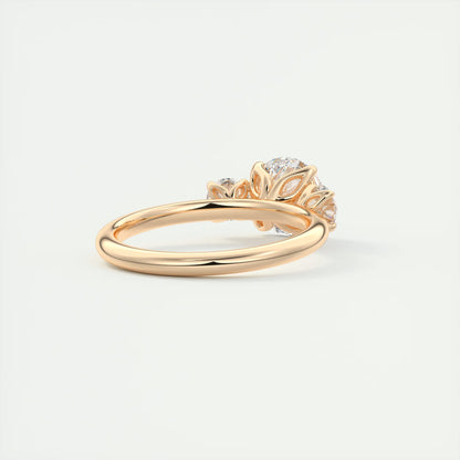 2.50 Ct Royale Round - Floral Three Stone Engagement Rings