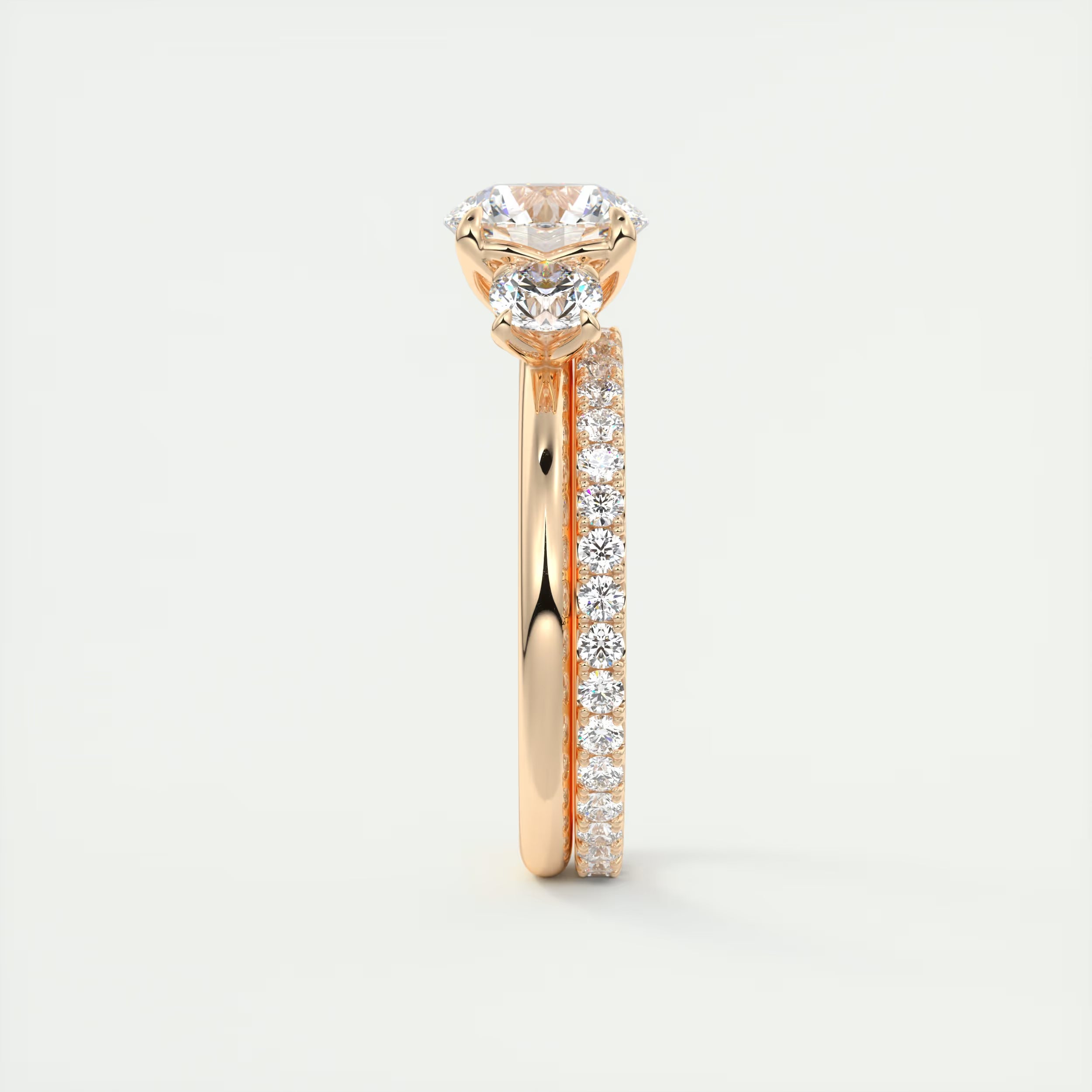2.50 Ct Royale Round - Floral Three Stone Engagement Rings