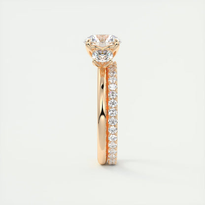 2.50 Ct Royale Round - Floral Three Stone Engagement Rings