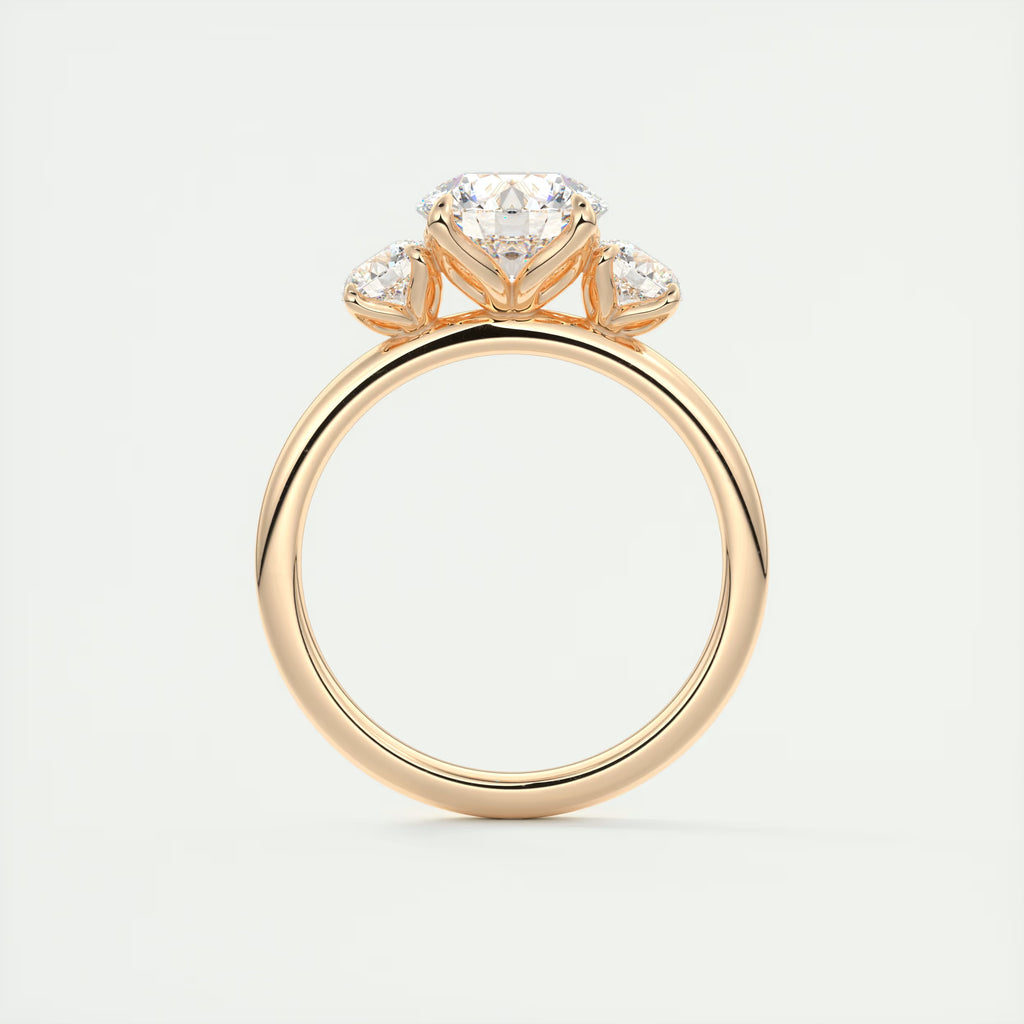2.50 Ct Royale Round - Floral Three Stone Engagement Rings