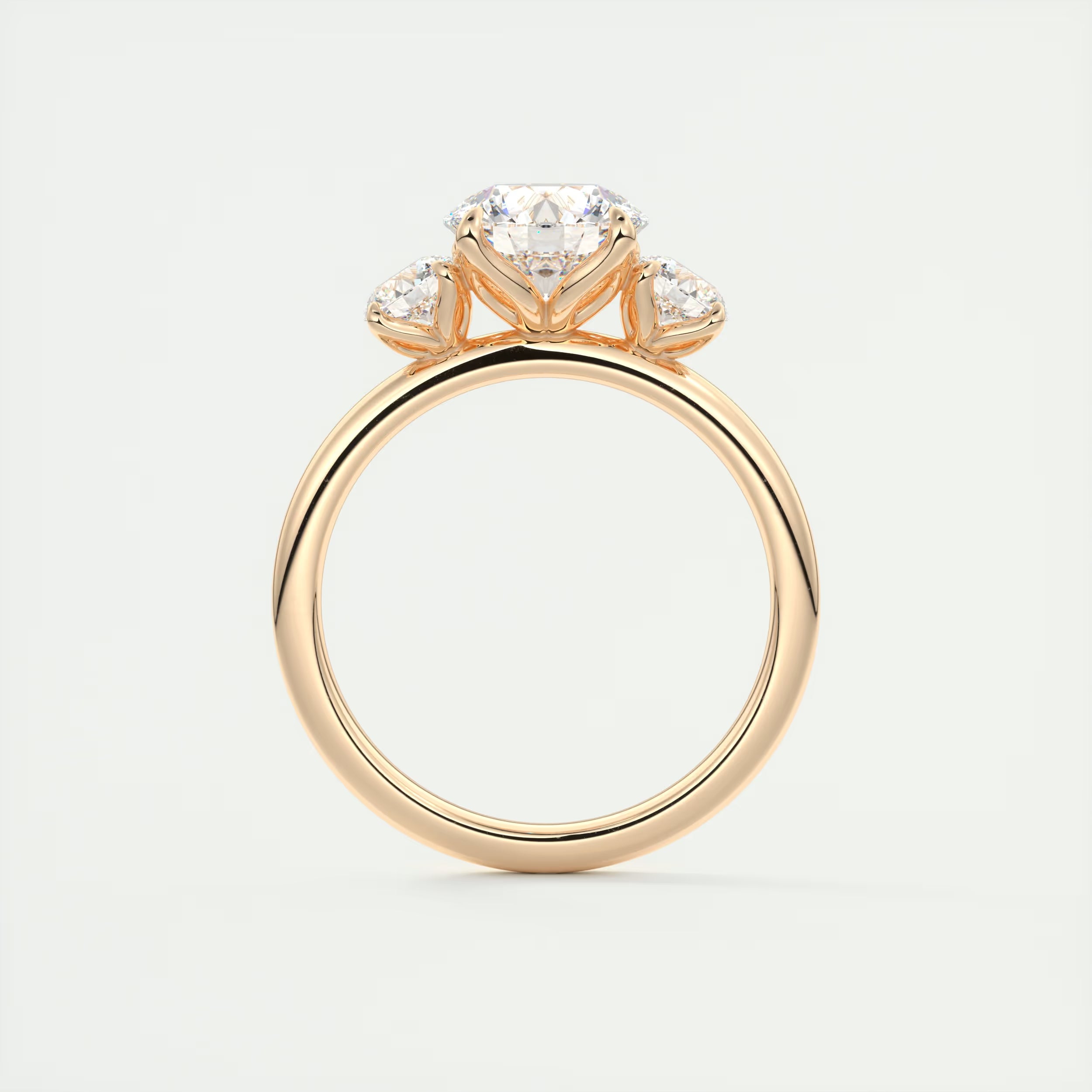 2.50 Ct Royale Round - Floral Three Stone Engagement Rings