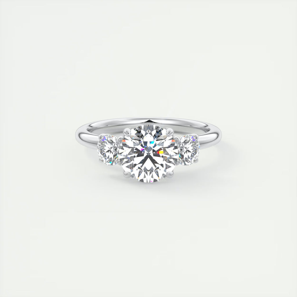 2.50 Ct Royale Round - Floral Three Stone Engagement Rings