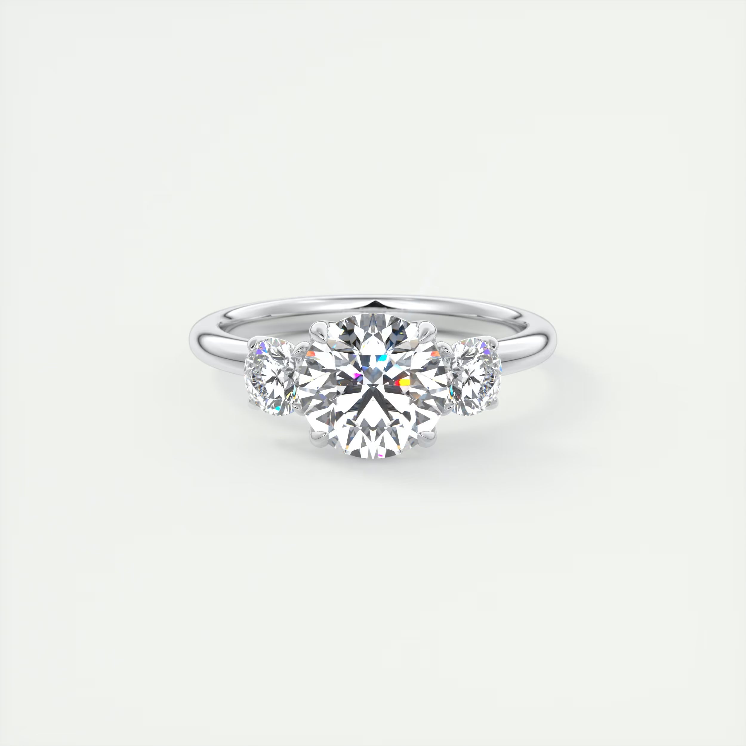 2.50 Ct Royale Round - Floral Three Stone Engagement Rings