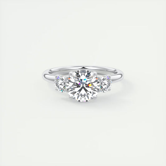 2.50 Ct Royale Round - Floral Three Stone Engagement Rings