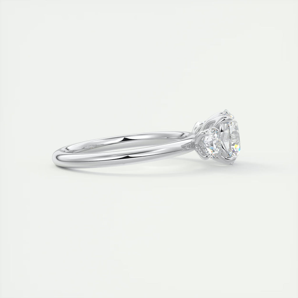 2.50 Ct Royale Round - Floral Three Stone Engagement Rings