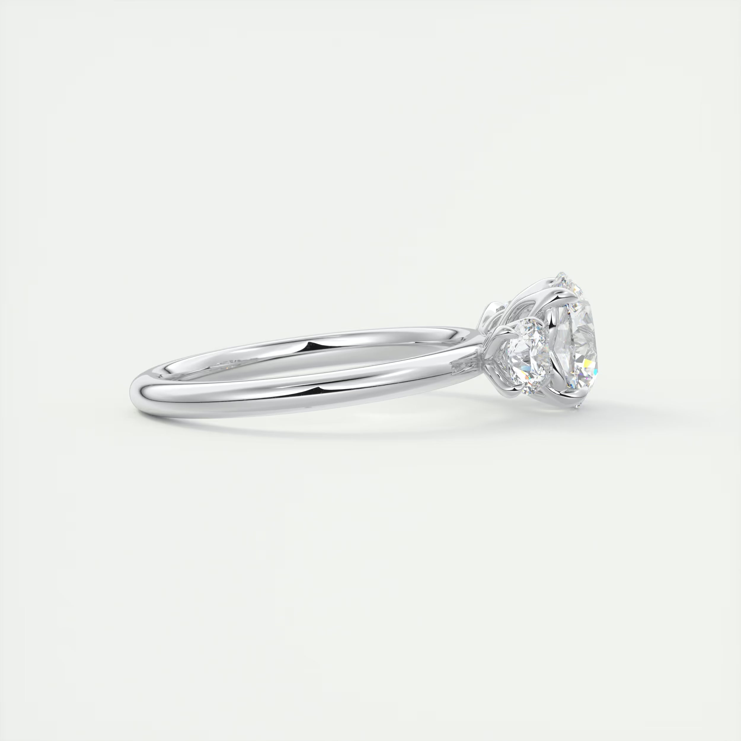 2.50 Ct Royale Round - Floral Three Stone Engagement Rings