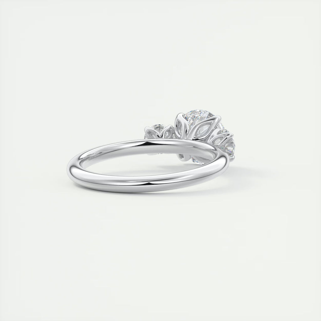 2.50 Ct Royale Round - Floral Three Stone Engagement Rings