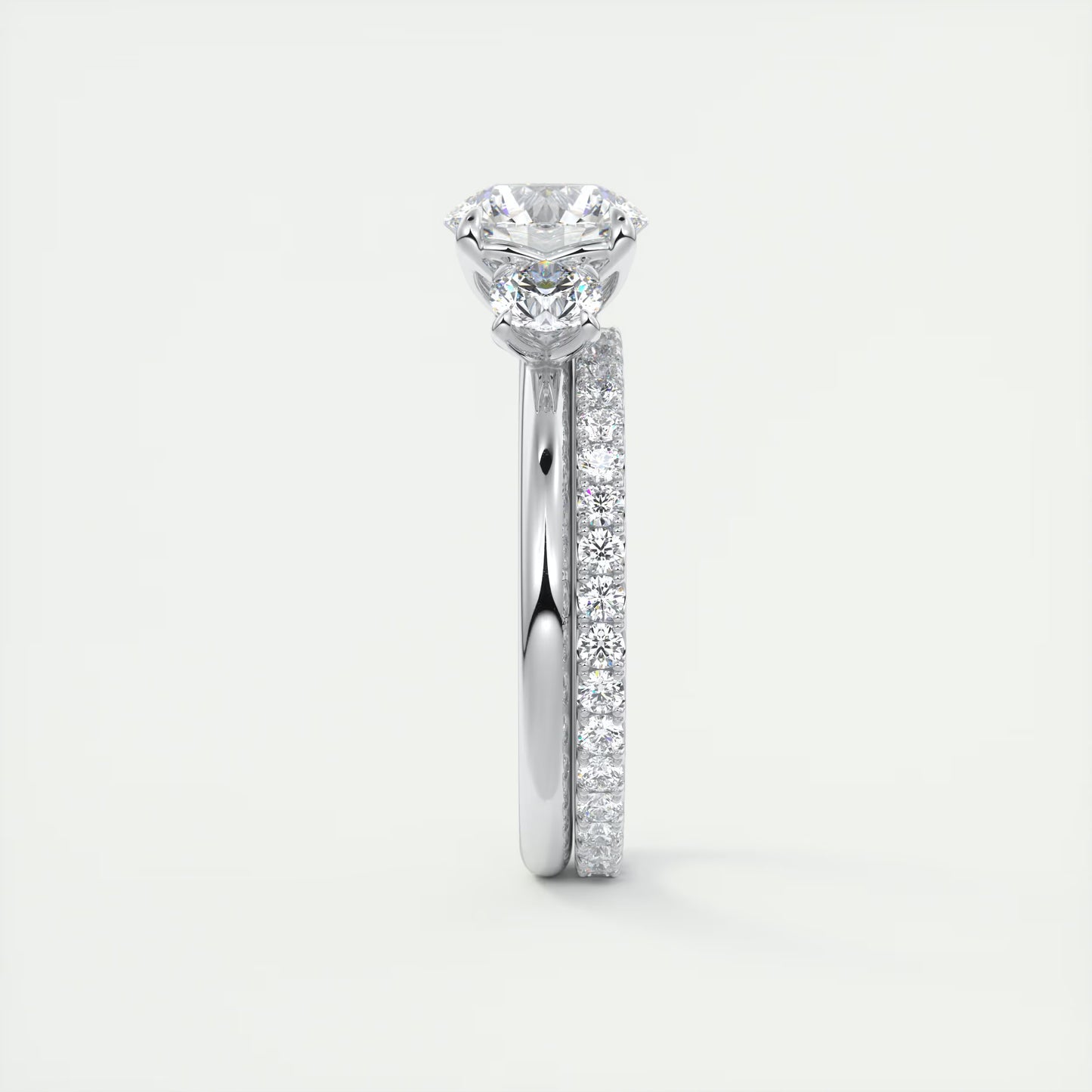 2.50 Ct Royale Round - Floral Three Stone Engagement Rings