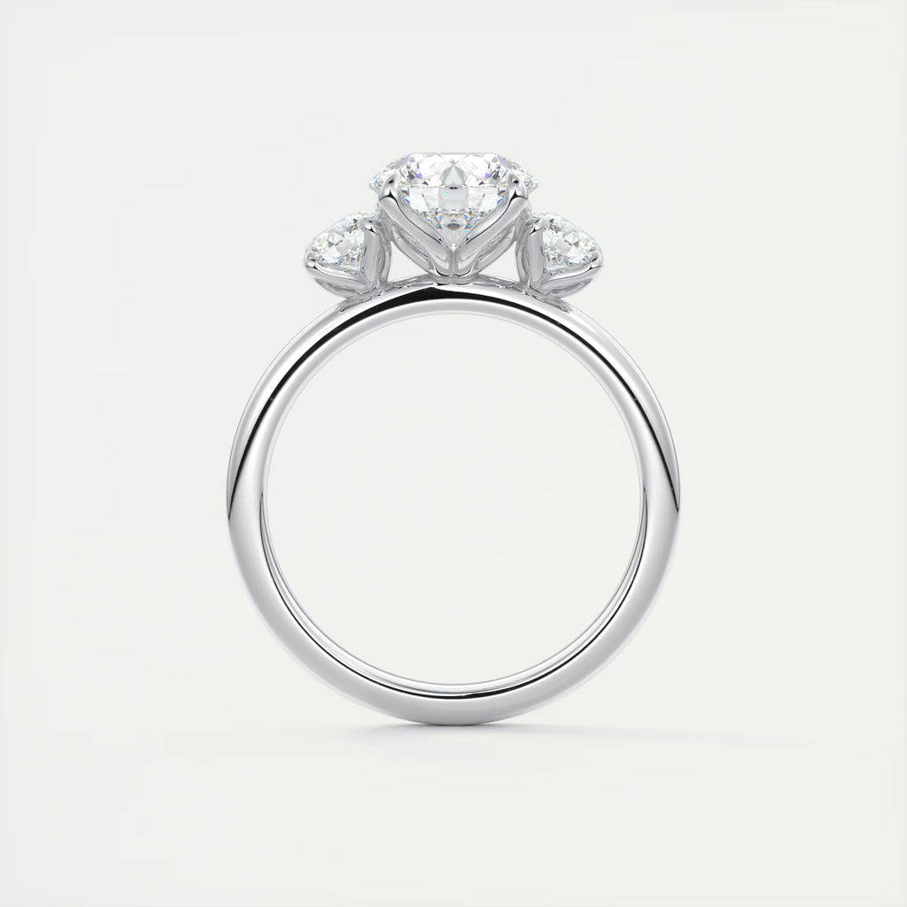 2.50 Ct Royale Round - Floral Three Stone Engagement Rings