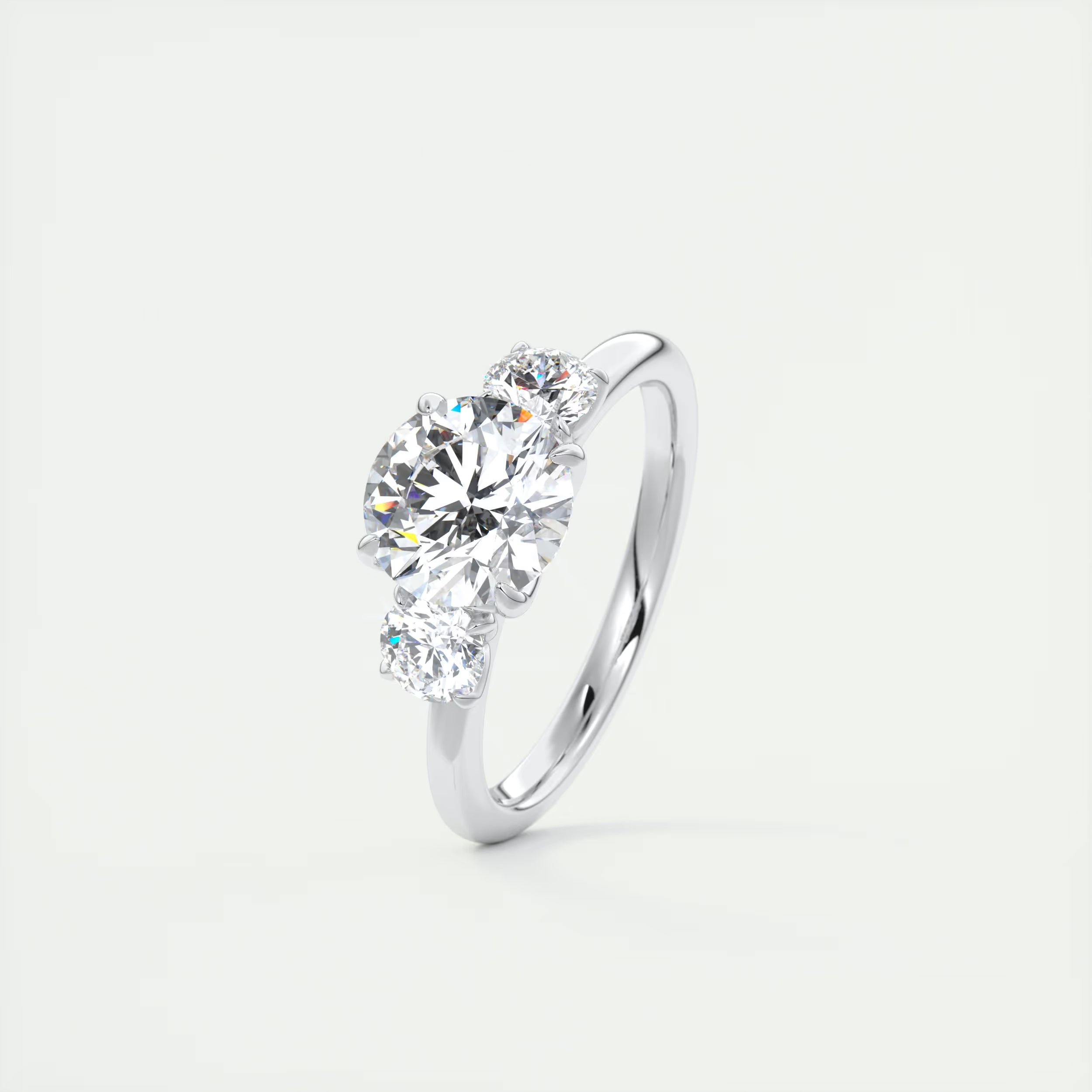 2.50 Ct Royale Round - Floral Three Stone Engagement Rings