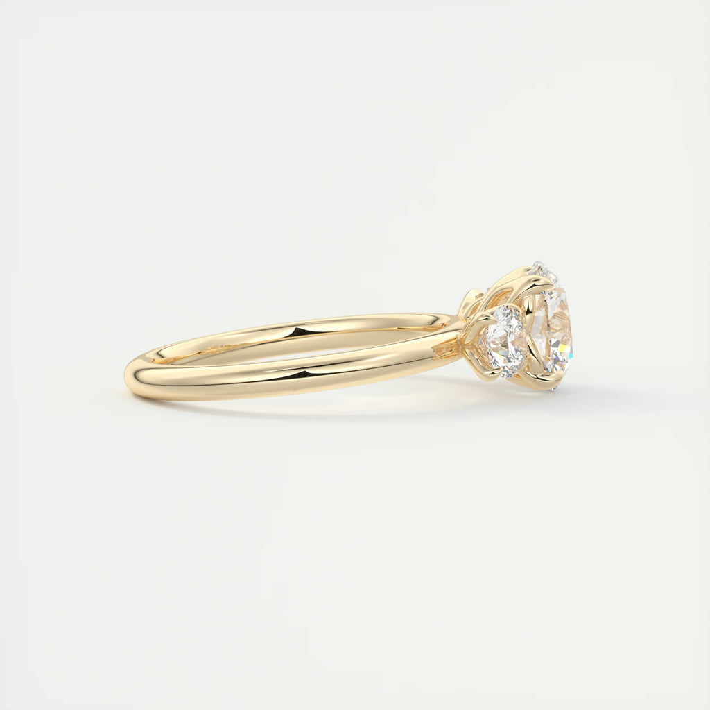 2.50 Ct Royale Round - Floral Three Stone Engagement Rings