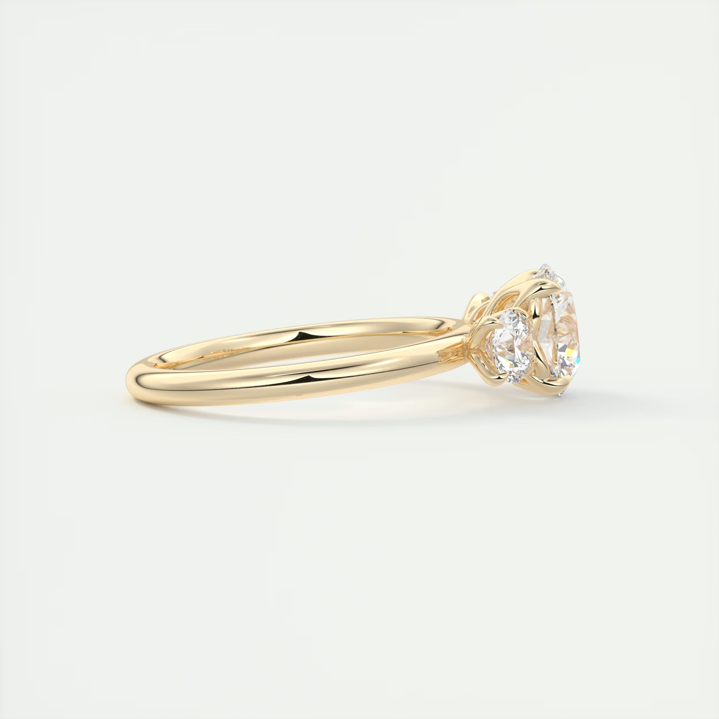 2.50 Ct Royale Round - Floral Three Stone Engagement Rings