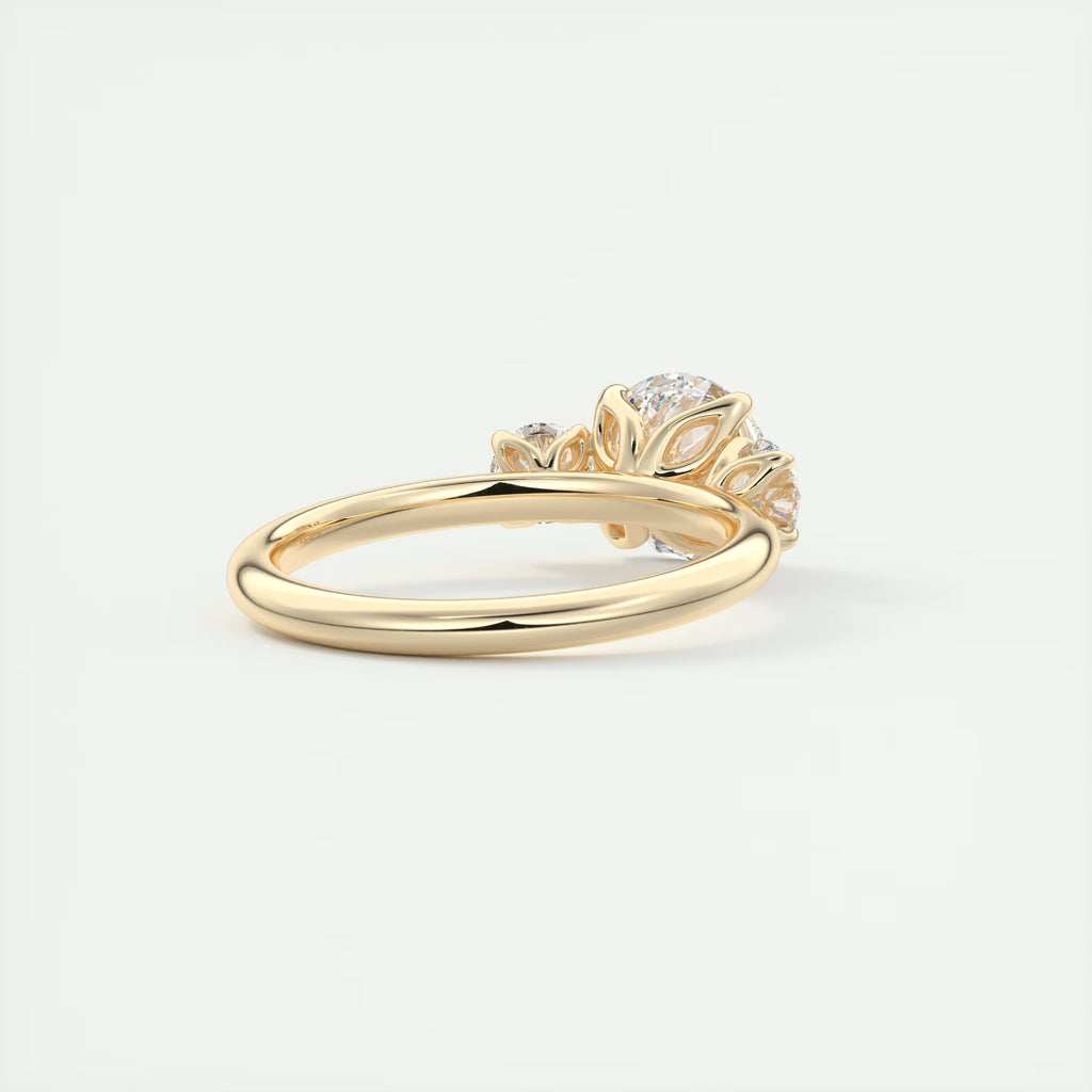 2.50 Ct Royale Round - Floral Three Stone Engagement Rings