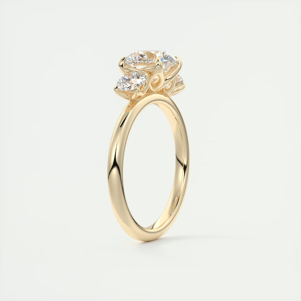 2.50 Ct Royale Round - Floral Three Stone Engagement Rings