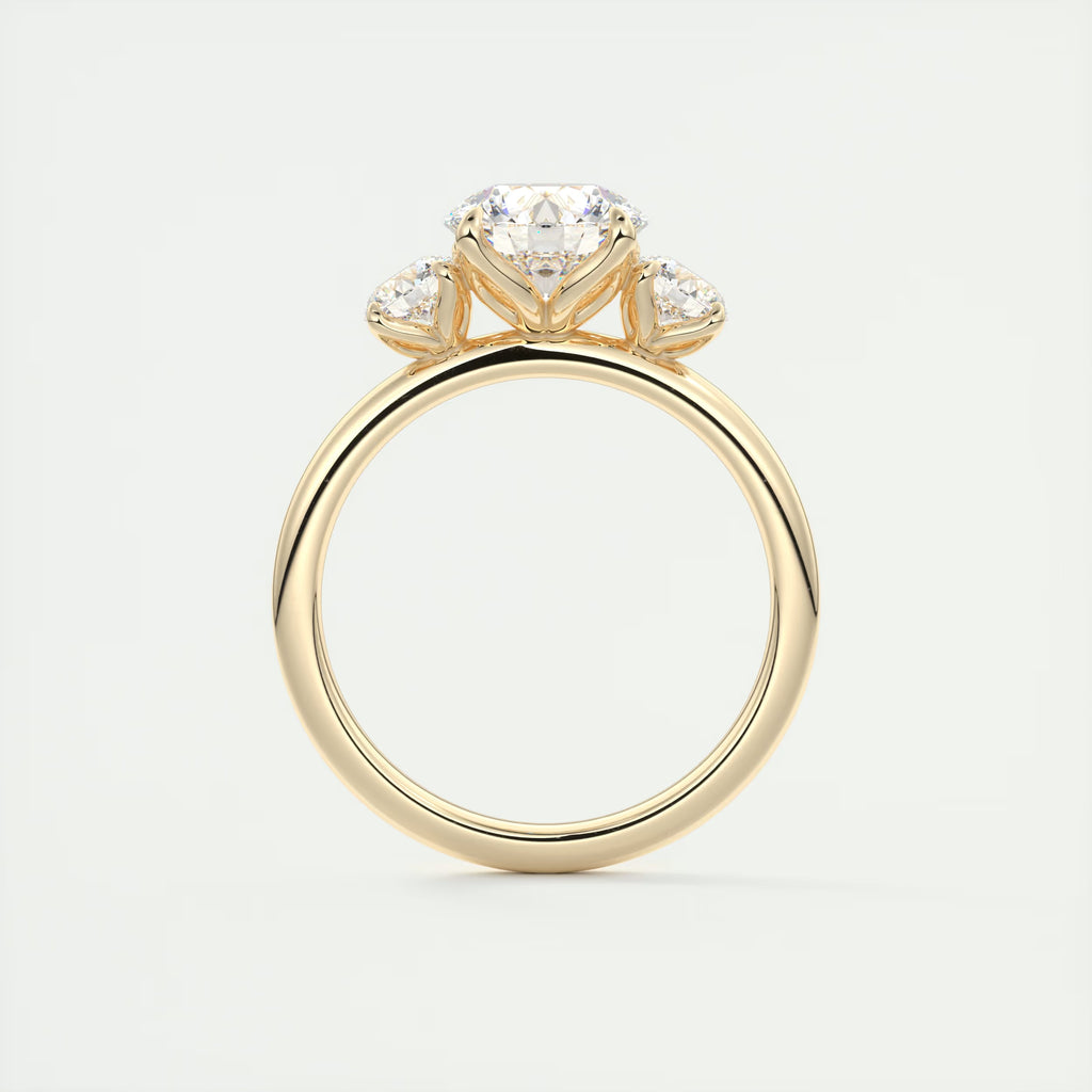 2.50 Ct Royale Round - Floral Three Stone Engagement Rings