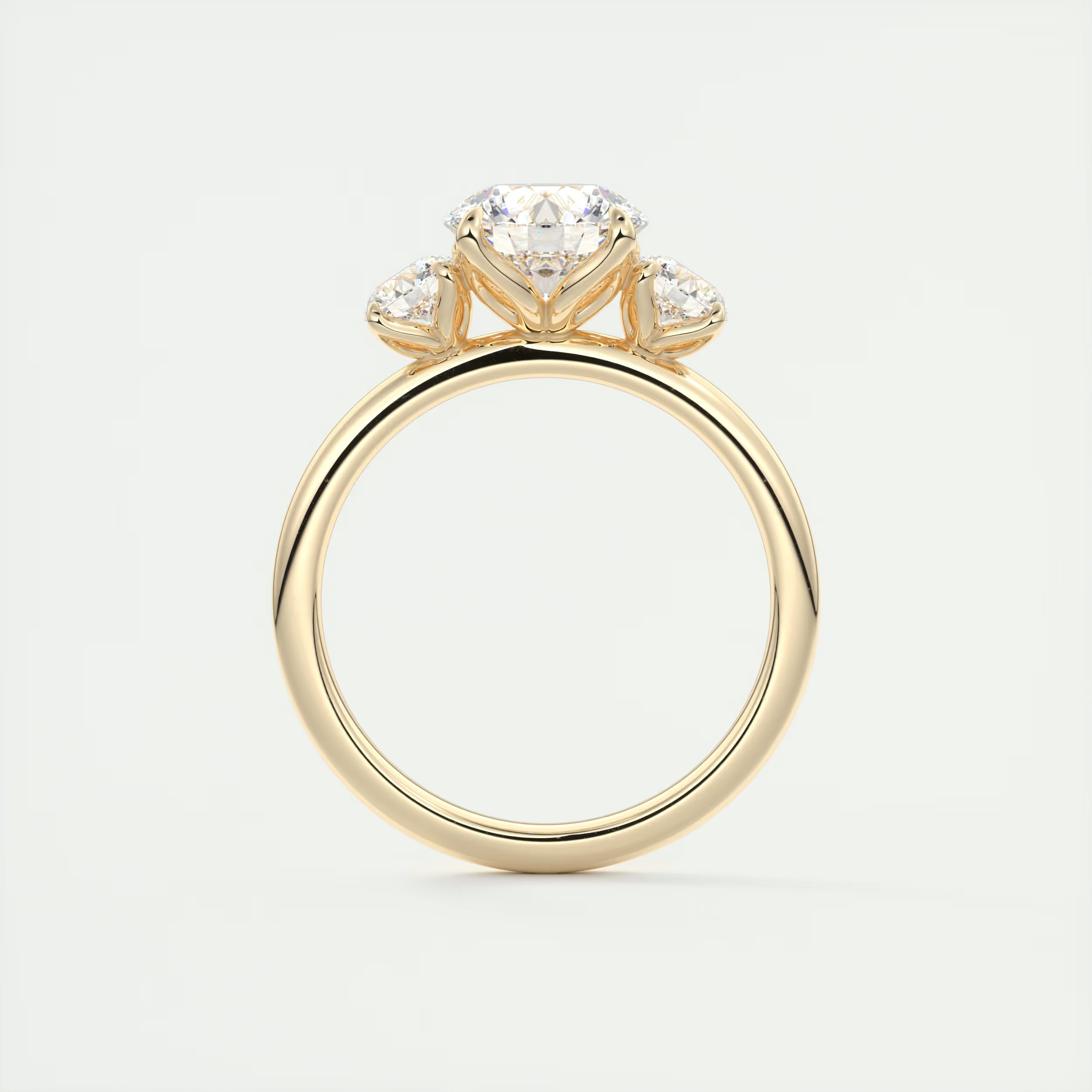 2.50 Ct Royale Round - Floral Three Stone Engagement Rings