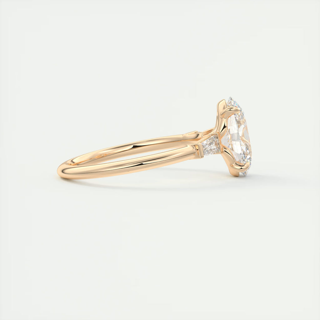 2.30 Ct Plunge Oval Plunge Three Stone Engagement Rings