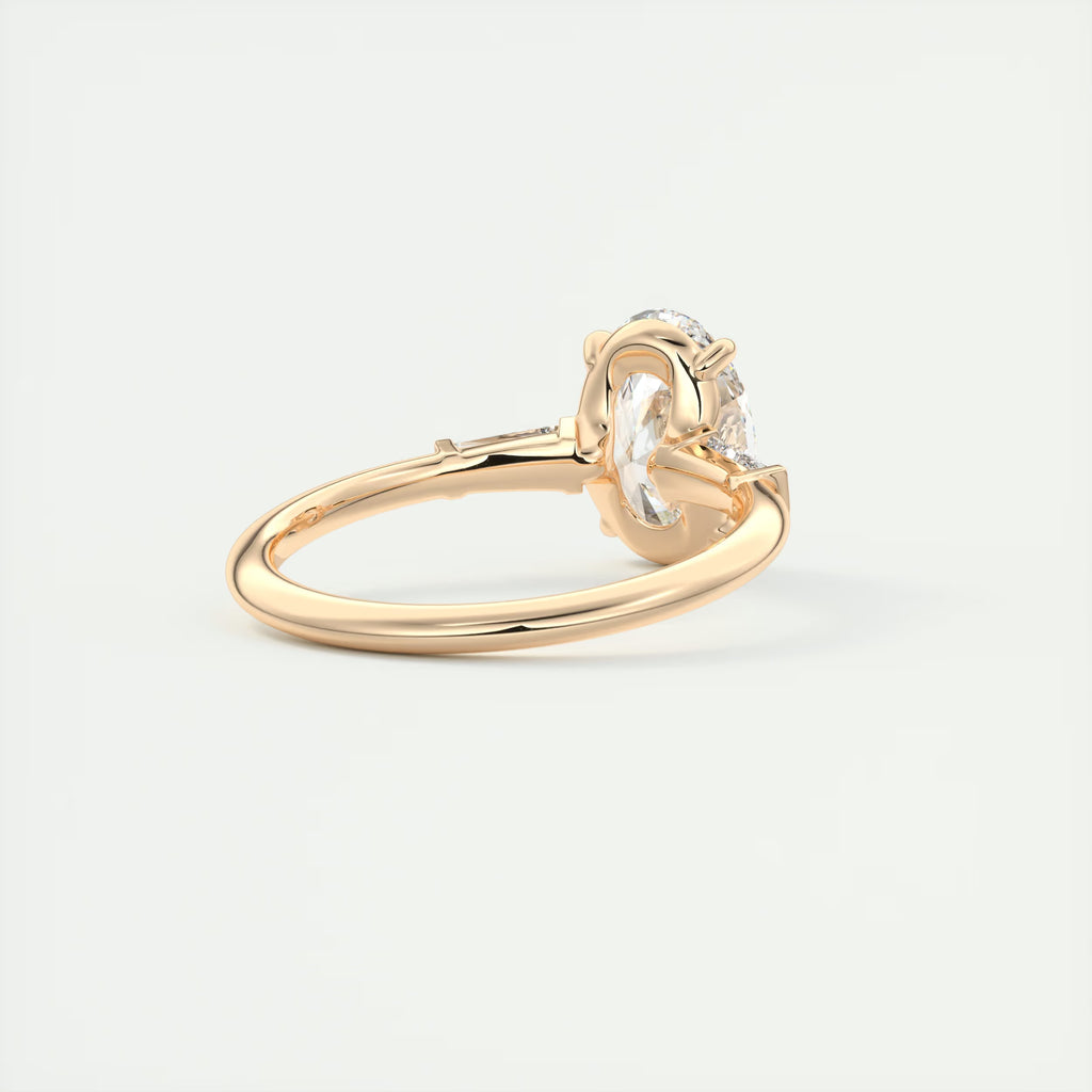 2.30 Ct Plunge Oval Plunge Three Stone Engagement Rings