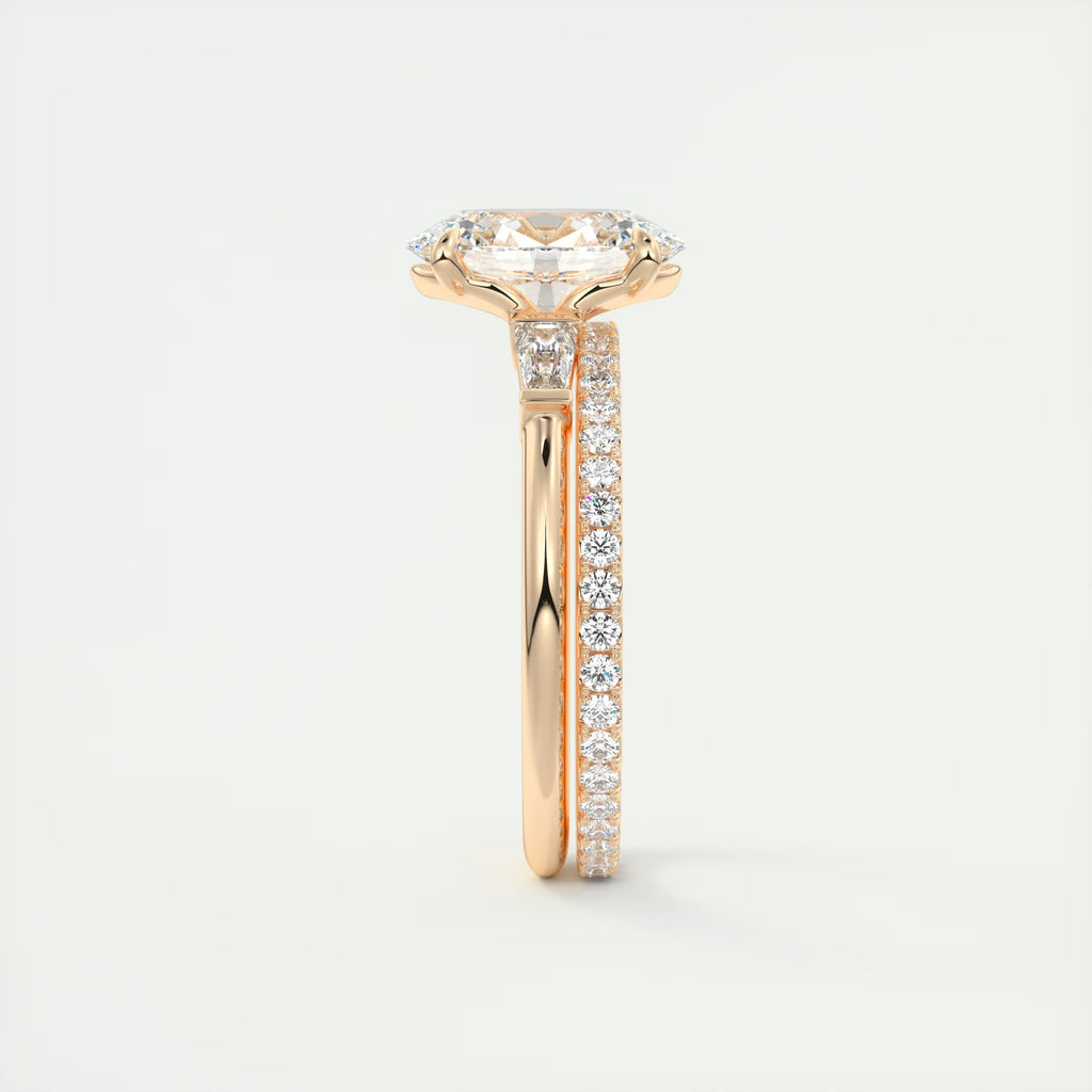 2.30 Ct Plunge Oval Plunge Three Stone Engagement Rings