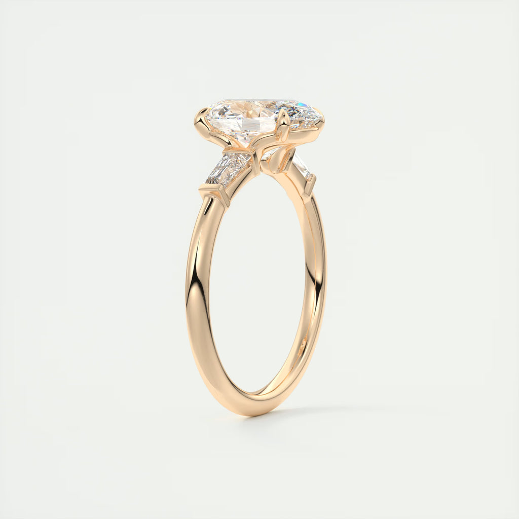 2.30 Ct Plunge Oval Plunge Three Stone Engagement Rings