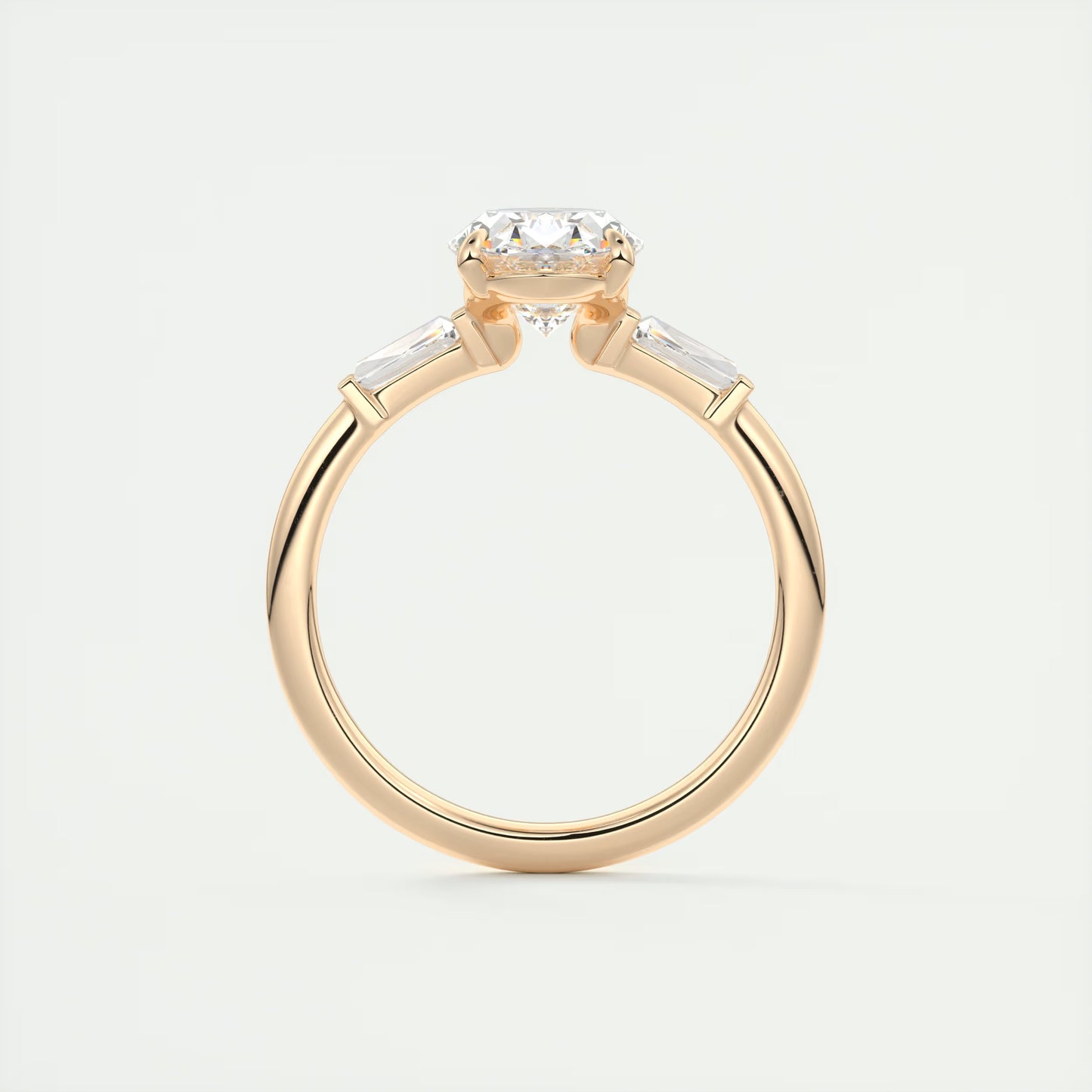 2.30 Ct Plunge Oval Plunge Three Stone Engagement Rings