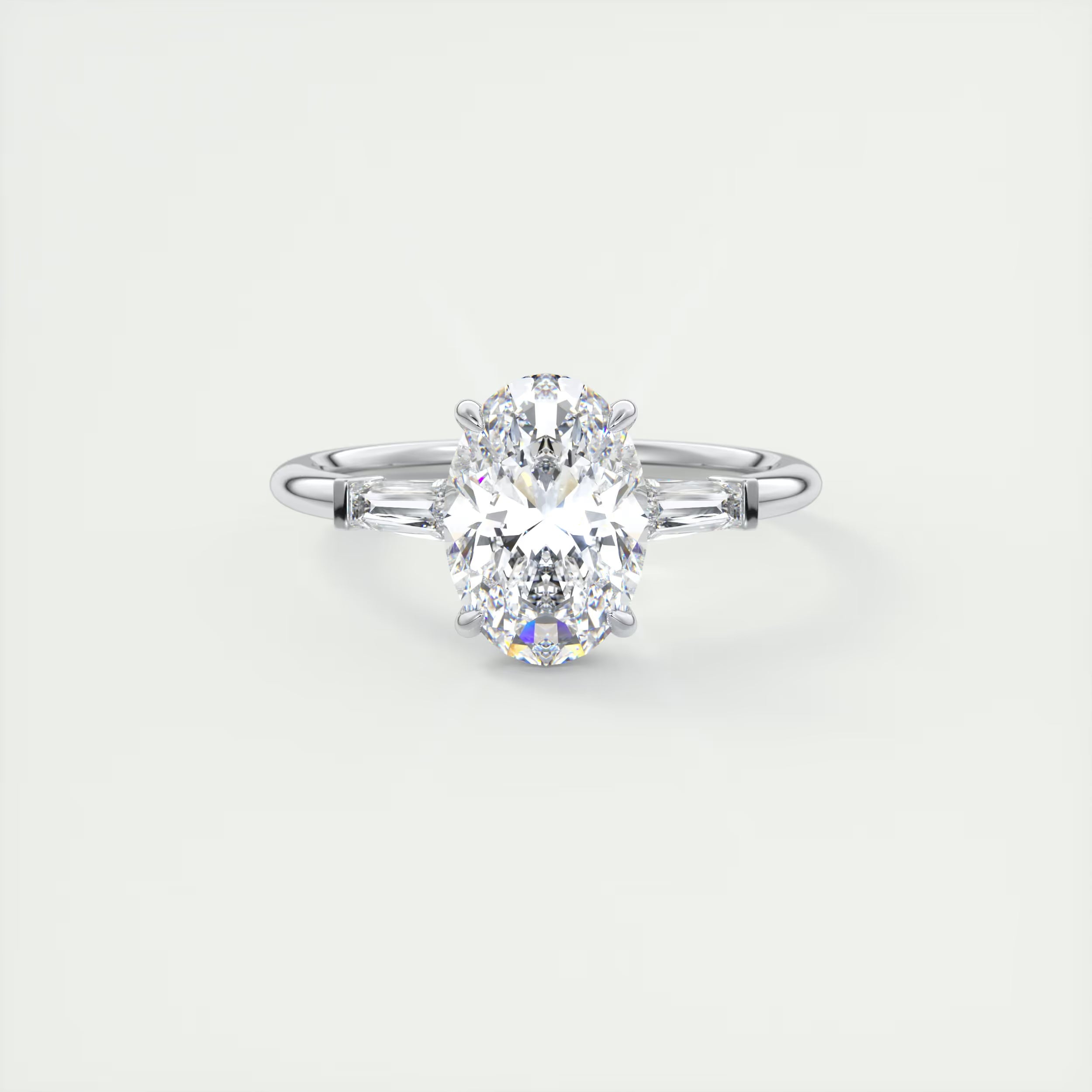 2.30 Ct Plunge Oval Plunge Three Stone Engagement Rings