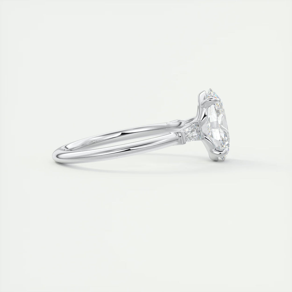 2.30 Ct Plunge Oval Plunge Three Stone Engagement Rings