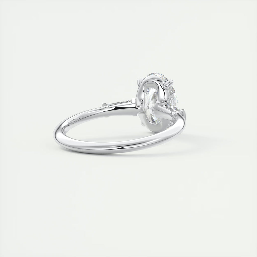 2.30 Ct Plunge Oval Plunge Three Stone Engagement Rings