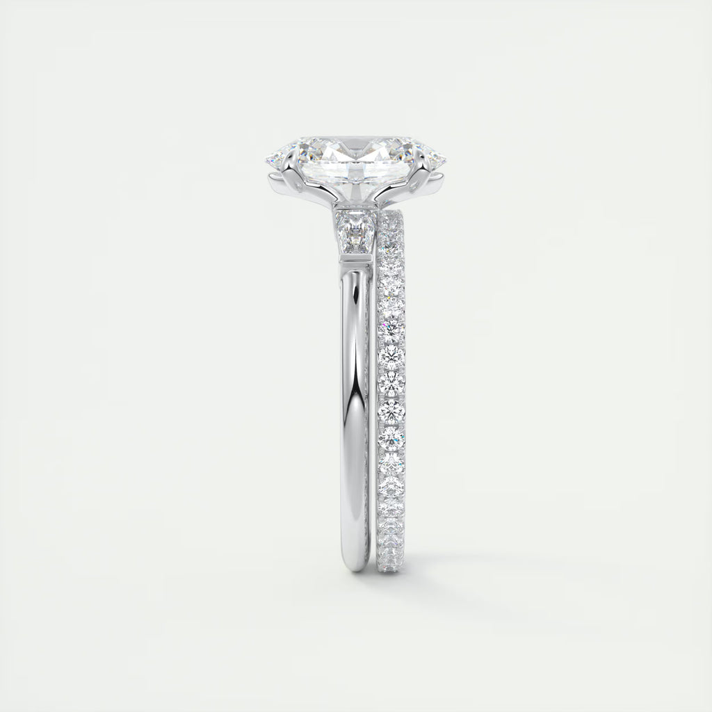 2.30 Ct Plunge Oval Plunge Three Stone Engagement Rings