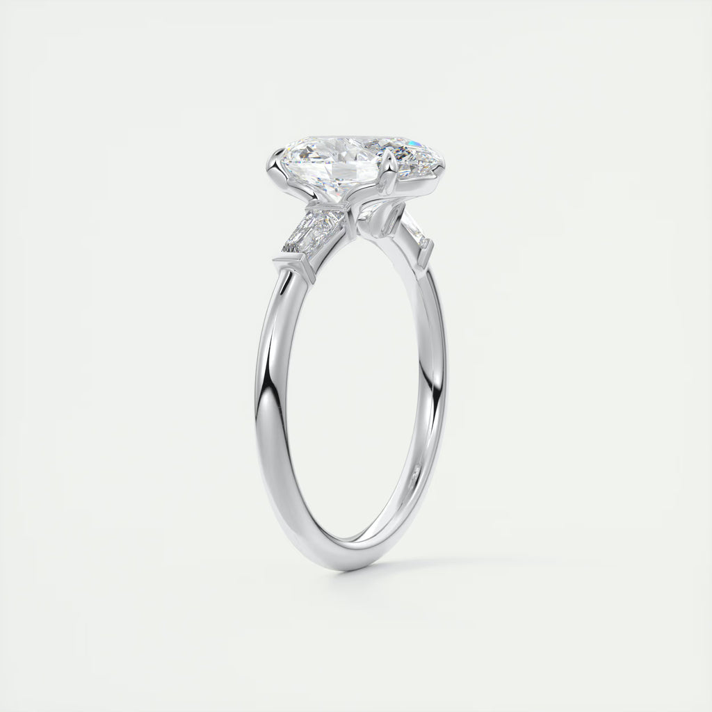 2.30 Ct Plunge Oval Plunge Three Stone Engagement Rings