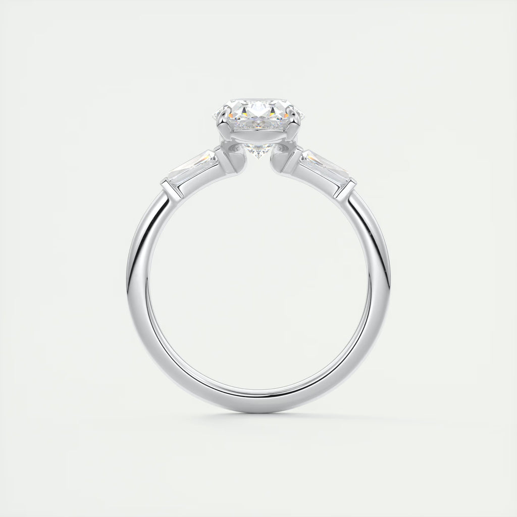 2.30 Ct Plunge Oval Plunge Three Stone Engagement Rings