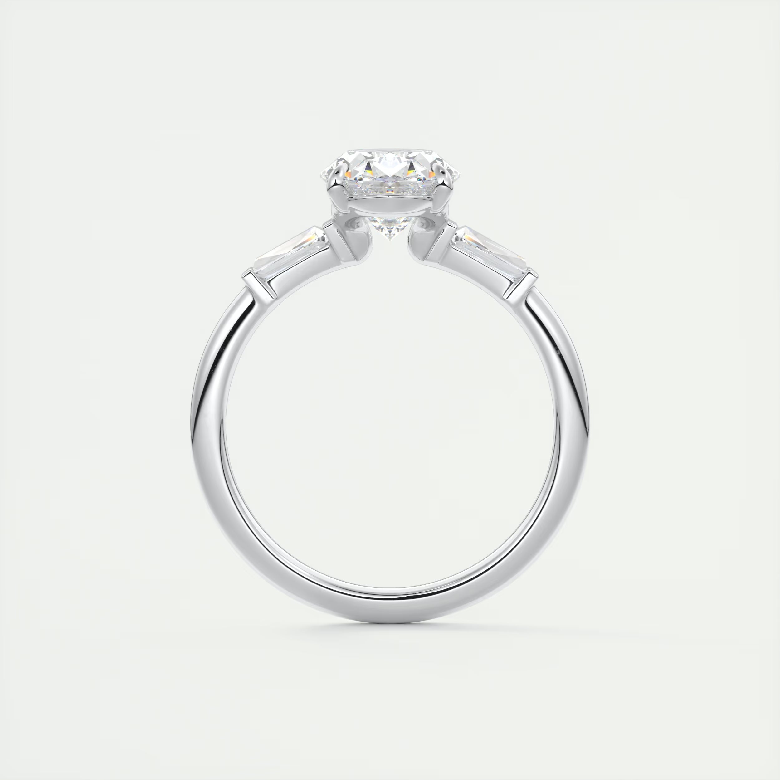 2.30 Ct Plunge Oval Plunge Three Stone Engagement Rings