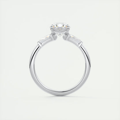 2.30 Ct Plunge Oval Plunge Three Stone Engagement Rings