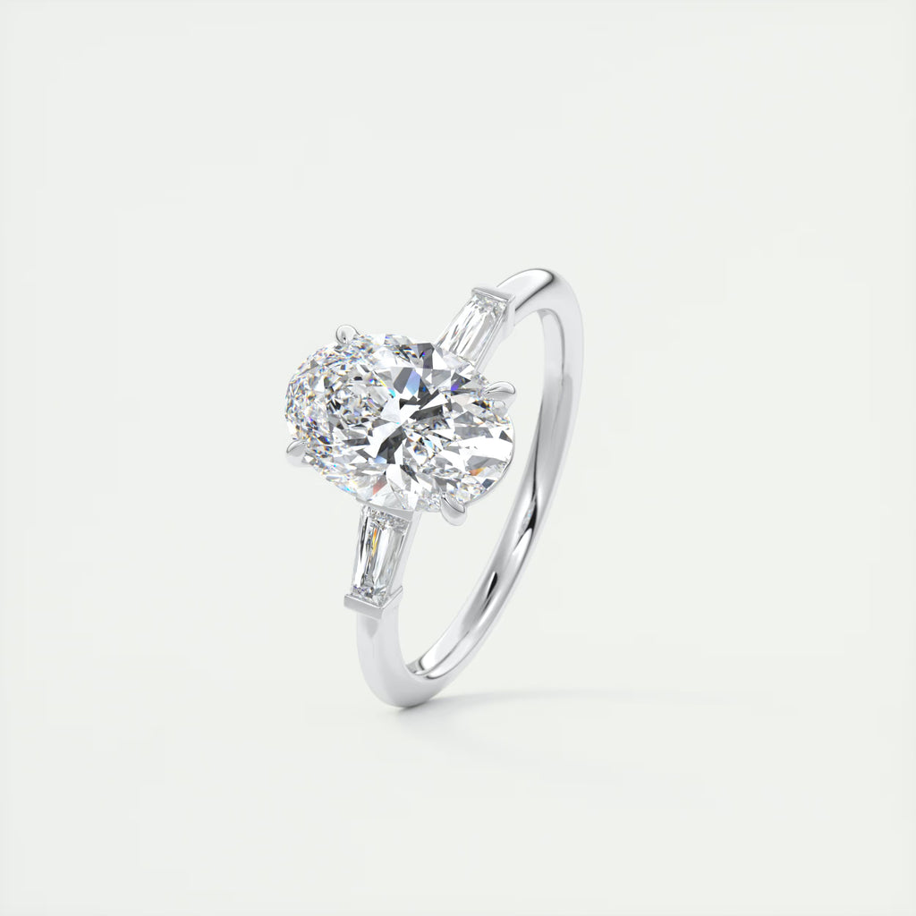 2.30 Ct Plunge Oval Plunge Three Stone Engagement Rings