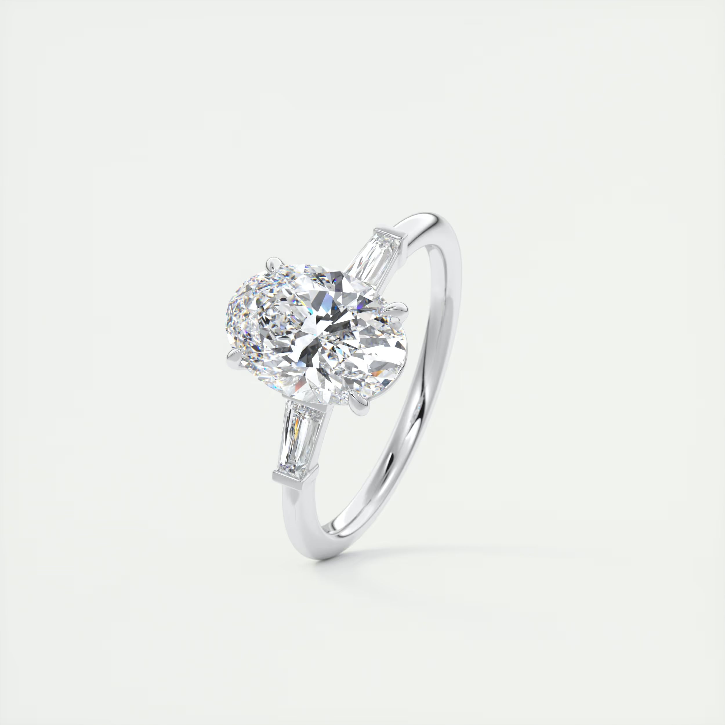 2.30 Ct Plunge Oval Plunge Three Stone Engagement Rings