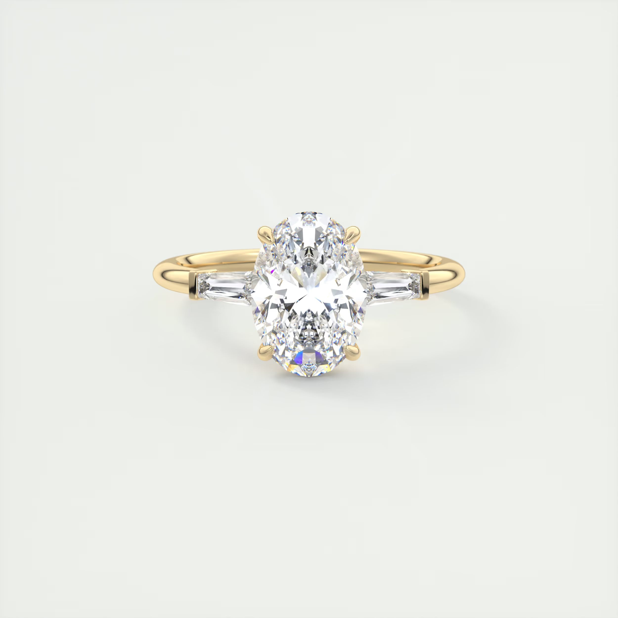 2.30 Ct Plunge Oval Plunge Three Stone Engagement Rings