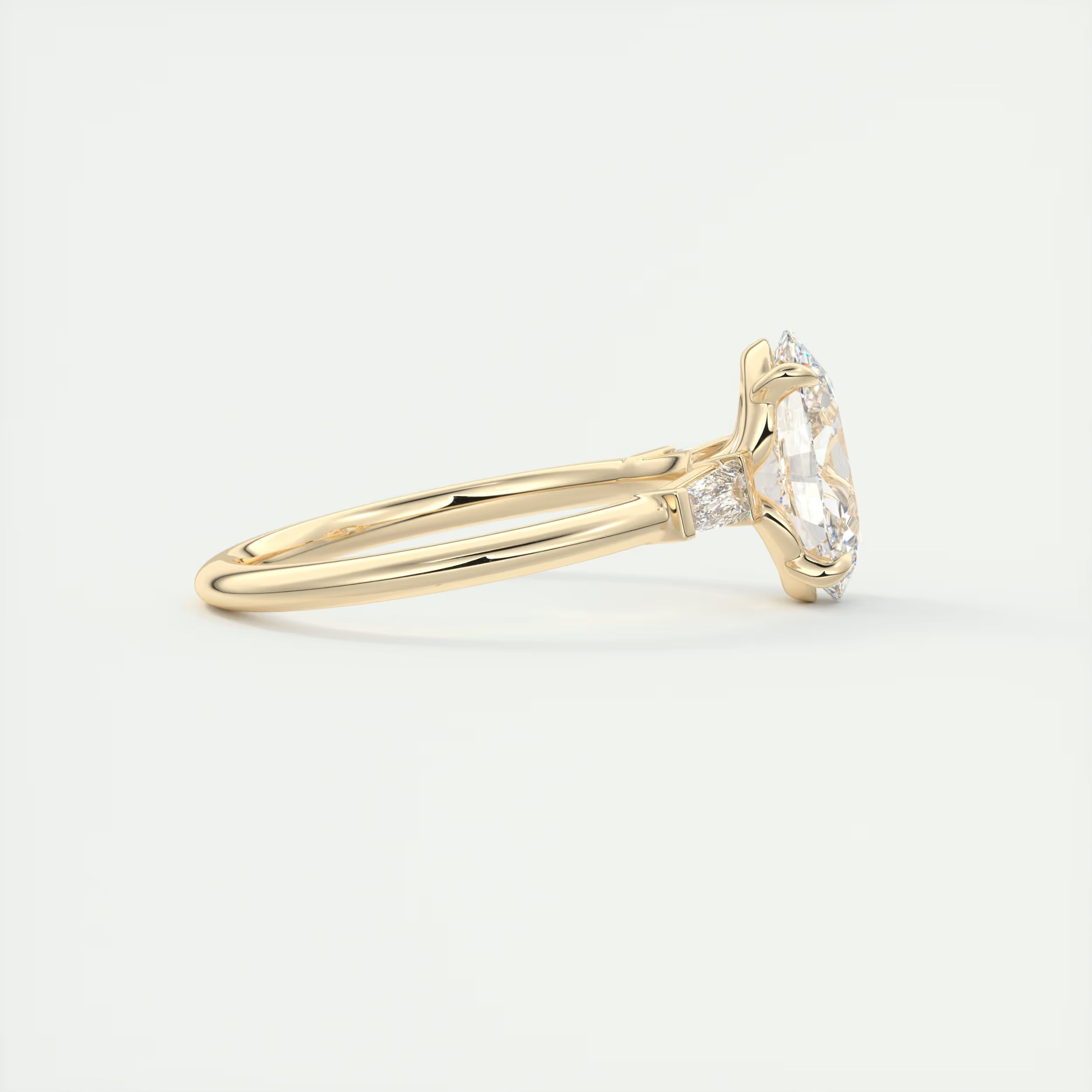 2.30 Ct Plunge Oval Plunge Three Stone Engagement Rings