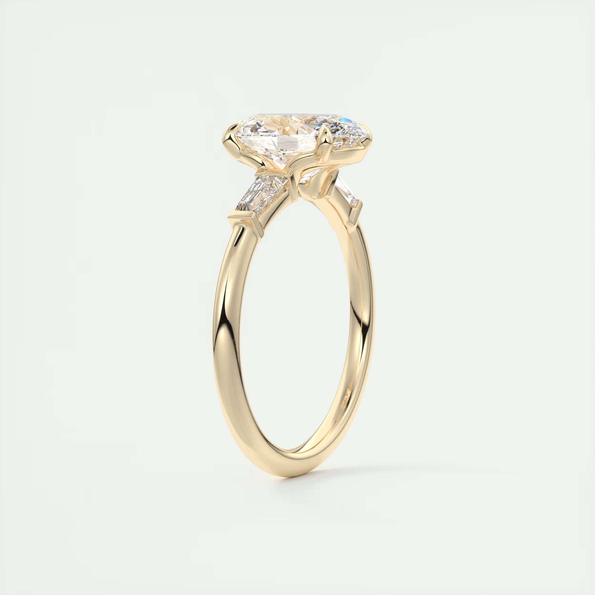 2.30 Ct Plunge Oval Plunge Three Stone Engagement Rings